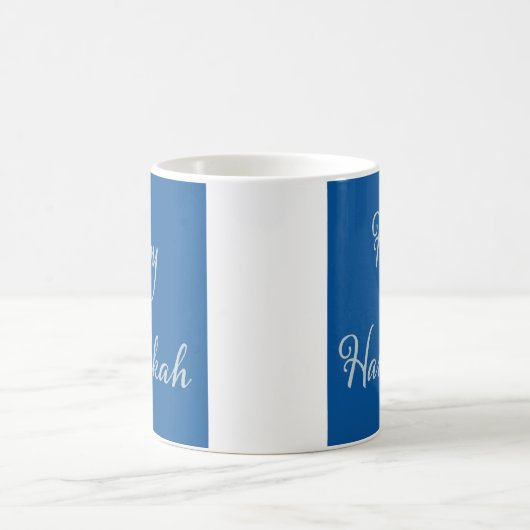 Mug Silver Script Joyeux Hanukkah Tekhelet Bleu (Centre)