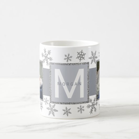 Mug Silver Snowflake 2 Photo Monogramme Noël (Centre)