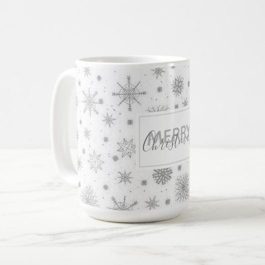 Mug Silver Snowflakes Design blanc (Devant gauche)