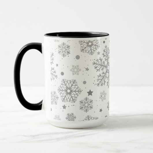 Mug Silver snowflakes on white (Gauche)