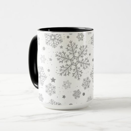 Mug Silver snowflakes on white (Devant gauche)