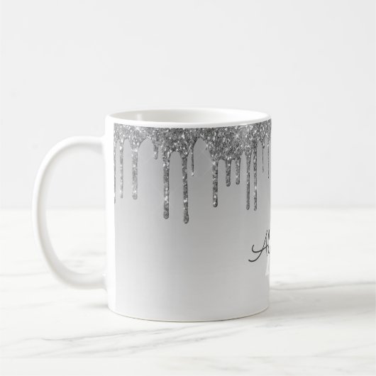 Mug Silver Sparkle Parties scintillant Luxe Monogramme (Gauche)