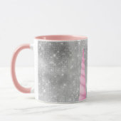 Mug Silver Sparkle Pink Glam Unicorn personnalisée (Gauche)