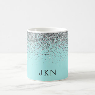Mug Silver Turquoise Aqua Blue Girl Parties scintillan