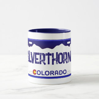 Mug Silverthorne Colorado plaque d'immatriculation ble