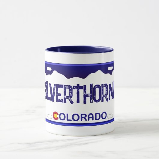 Mug Silverthorne Colorado plaque d'immatriculation ble (Centre)