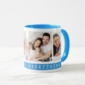 Mug Simple 4 Photo Collage Famille Citation Bleu clair (Devant droit)