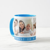 Mug Simple 4 Photo Collage Famille Citation Bleu clair (Devant gauche)