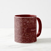 Mug Simple Abstrait Thread Art Red Motif Nom personnal (Devant droit)