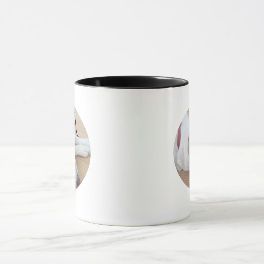 Mug Simple adorable Chien blanc initial simple (Centre)