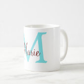 Mug simple ajout de nom monogramme rose rouge jeton (Devant droit)