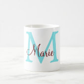 Mug simple ajout de nom monogramme rose rouge jeton (Centre)