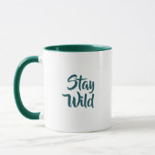 Mug Simple Aquarelle Bleu Vert Pins Restez Sauvages (Gauche)