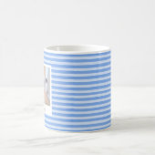 Mug Simple Bébé Bleu rayé Ajouter nom et photo (Centre)