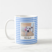 Mug Simple Bébé Bleu rayé Ajouter nom et photo (Gauche)