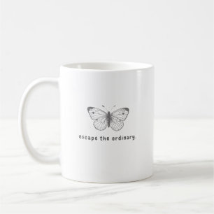 Mug Simple Black Butterfly Motif Coffee Cup