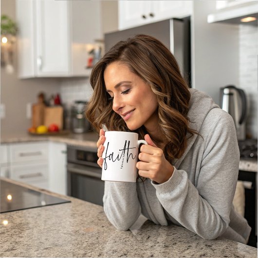 Mug Simple Black Faith Bible Verse Calligraphie Texte