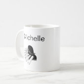 Mug Simple Black White Music Notes Nom personnalisé (Devant gauche)