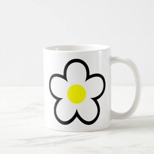 Mug Simple Blanc Fleur Faisy mignonne les années 70 re (Droite)