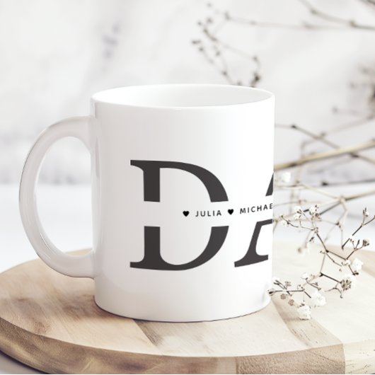 Mug Simple Blanc Noir Papa Ajouter Noms