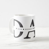 Mug Simple Blanc Noir Papa Ajouter Noms (Devant gauche)