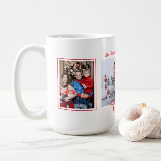 Mug Simple Bow en ruban rouge et trois photos personna (Avec donut)