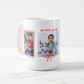 Mug Simple Bow en ruban rouge et trois photos personna (Devant gauche)