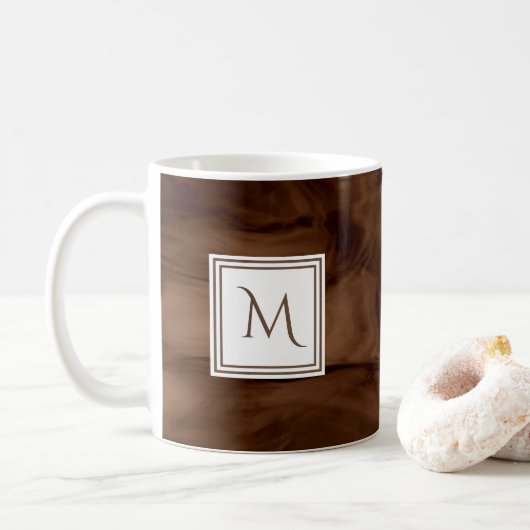 Mug Simple Brown foncé Marbre subtil Monogramme modern (Avec donut)