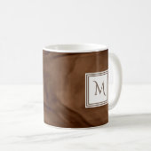 Mug Simple Brown foncé Marbre subtil Monogramme modern (Devant droit)