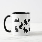 Mug Simple Bunny Pattern In Black With Custom Monogram (Gauche)