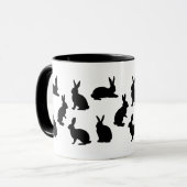 Mug Simple Bunny Pattern In Black With Custom Monogram (Devant gauche)