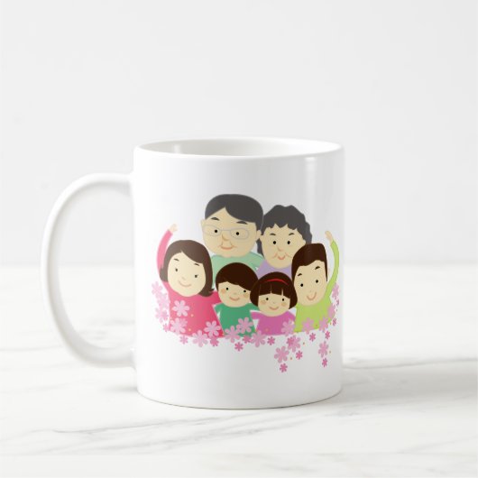Mug Simple Chaleur Charme Douce Grande Famille Rose Bl (Gauche)