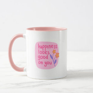 Mug Simple Charmant Rose Blanc Le Bonheur Est Beau