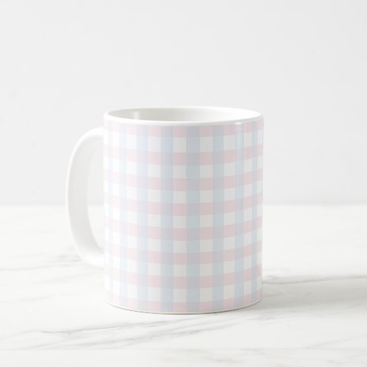 Mug Simple Check pastel bleu et pastel pastel (Devant gauche)