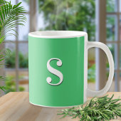 Mug Simple Chic Élégant Minimal Monogramme Vert Initia