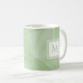 Mug Simple clair vert subtil marbre moderne Monogramme (Devant droit)