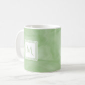 Mug Simple clair vert subtil marbre moderne Monogramme (Devant gauche)