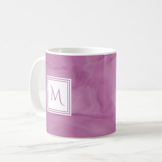 Mug Simple clair violet subtil marbre moderne Monogram (Devant gauche)
