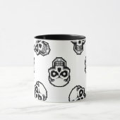 Mug Simple Classic White Pixelated Skull Pattern (Centre)