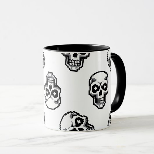 Mug Simple Classic White Pixelated Skull Pattern (Devant droit)
