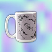Mug Simple Coeurs noirs, Floral, Infinité sur Mauve |