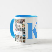 Mug Simple collage photo | Souvenir de monogramme de f (Devant gauche)