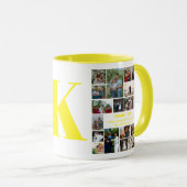 Mug Simple collage photo | Souvenir de monogramme de f (Devant droit)