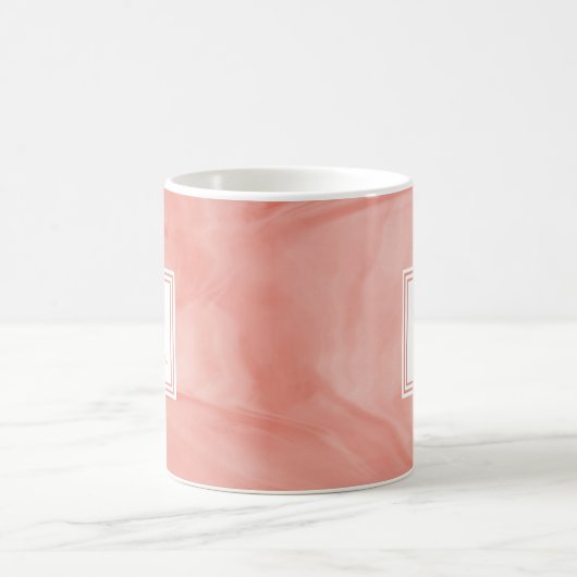 Mug Simple Corail rose subtil Marbre Moderne Monogramm (Centre)