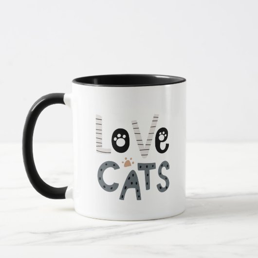 Mug Simple Cute Adorable Love Cats Paw Prints Sleek (Gauche)