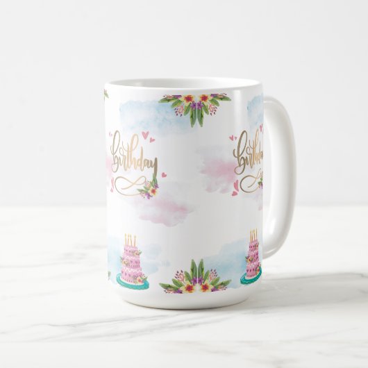 Mug simple de conception d'anniversaire (Devant droit)