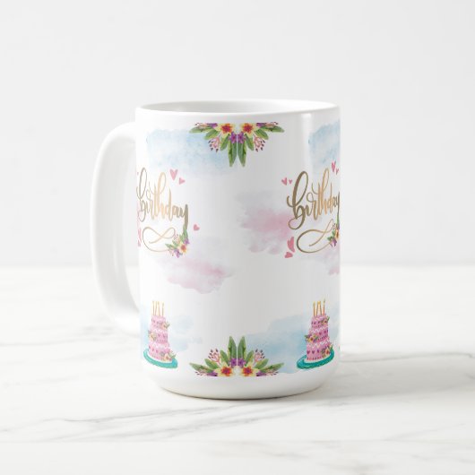 Mug simple de conception d'anniversaire (Devant gauche)