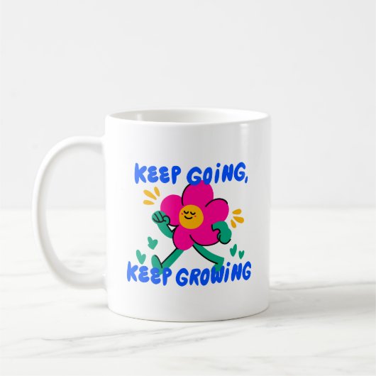 Mug Simple Dessin Animé Continuez Continuez Croître Co (Gauche)