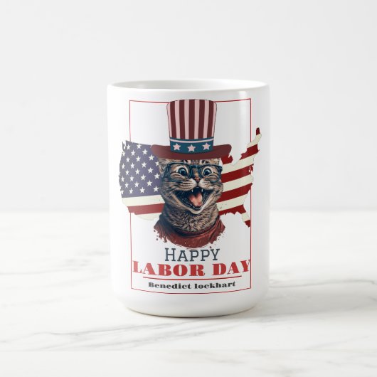 Mug Simple Élégant Fête du Travail avec drapeau améric (Centre)