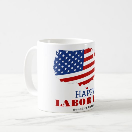 Mug Simple Elegant Labor Day avec drapeau américain (Devant gauche)
